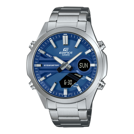EFV-C120 Reloj Edifice Para Caballero Doble hora pulsera de metal 10 años de batería