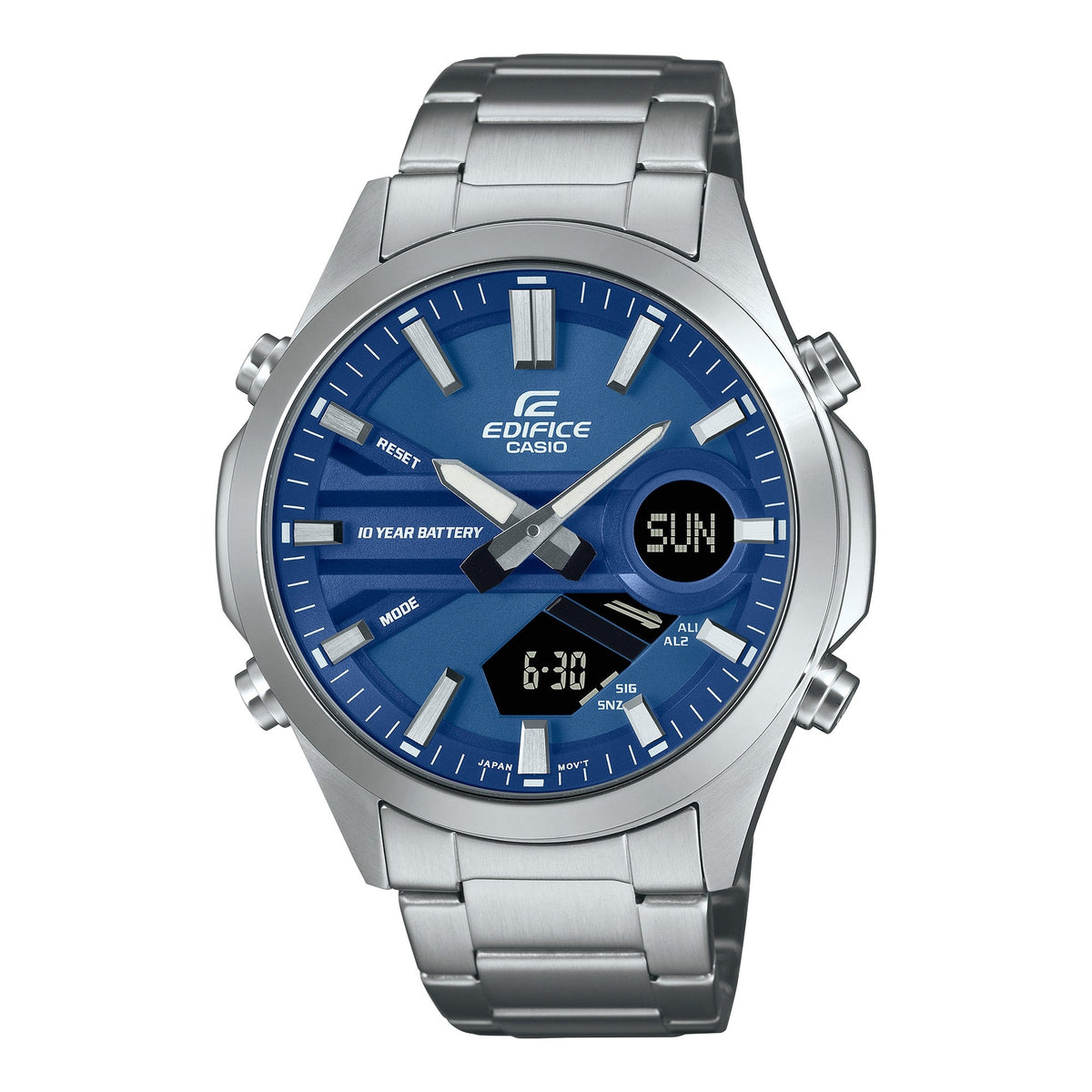 EFV-C120 Reloj Edifice Para Caballero Doble hora pulsera de metal 10 años de batería