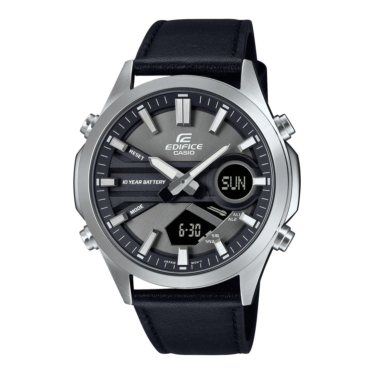 EFV-C120 Reloj Edifice Para Caballero Doble hora pulsera de cuero