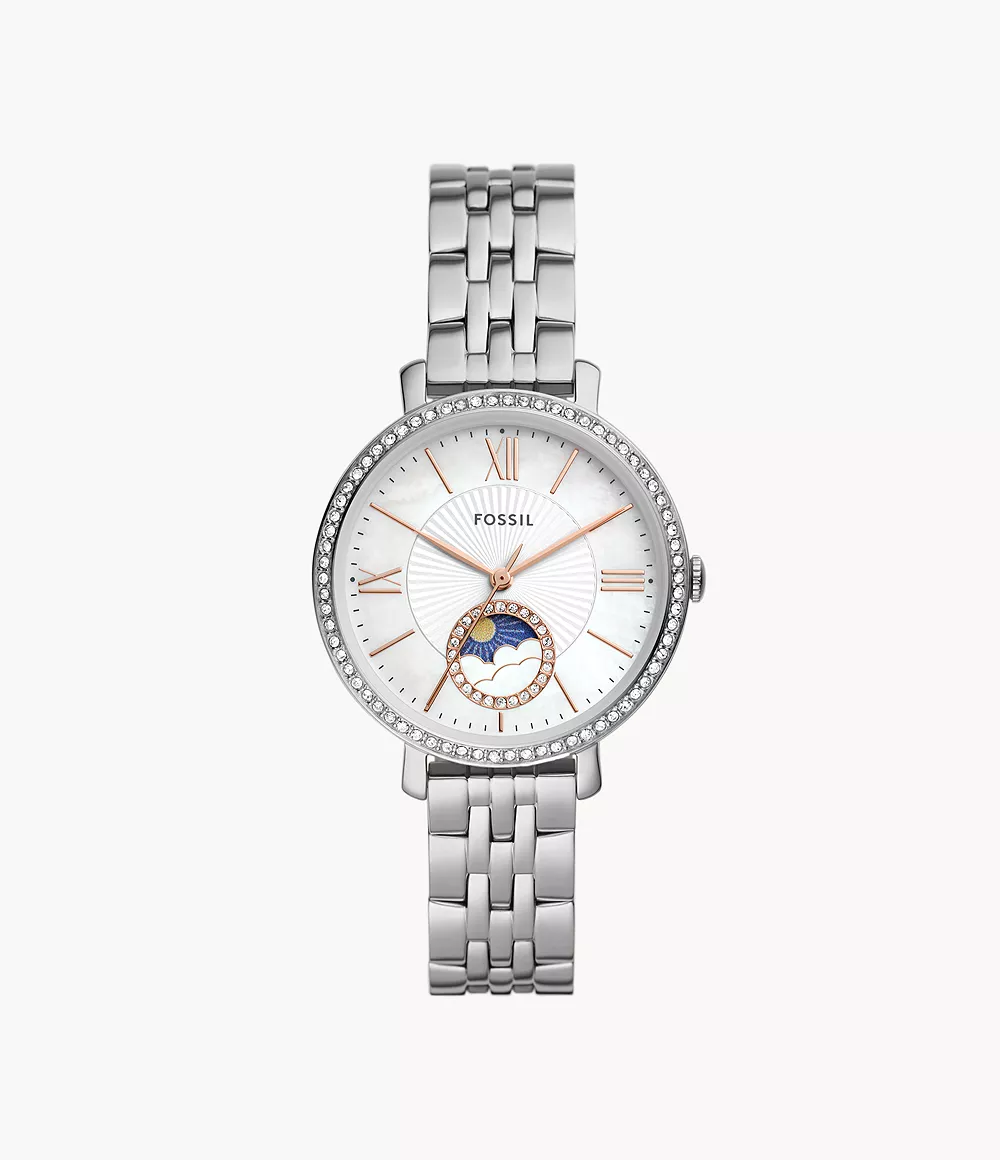 Reloj Fossil Jacqueline Solar y Lunar de mujer correa de metal