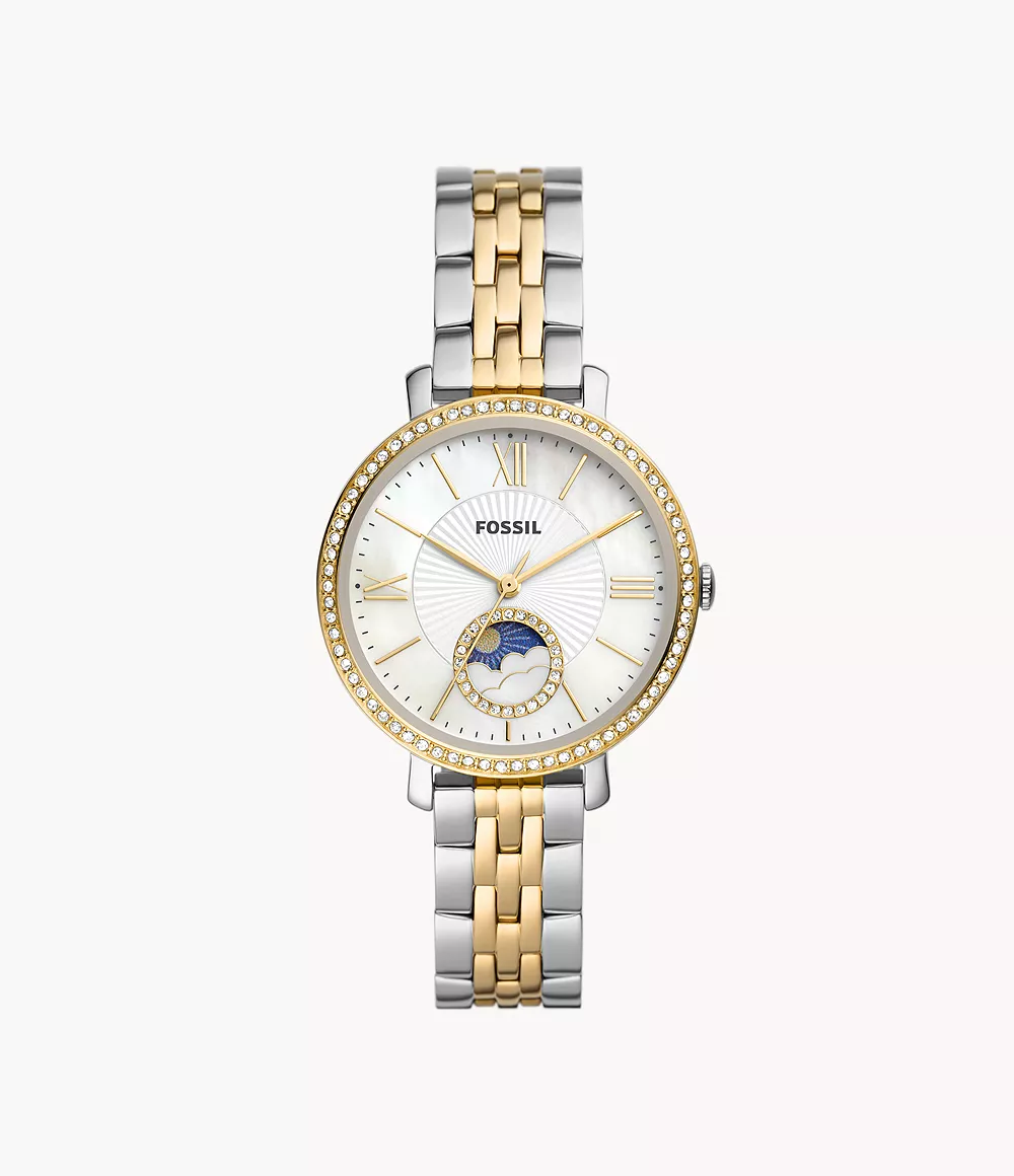 Reloj Fossil Jacqueline Solar y Lunar de mujer correa de metal