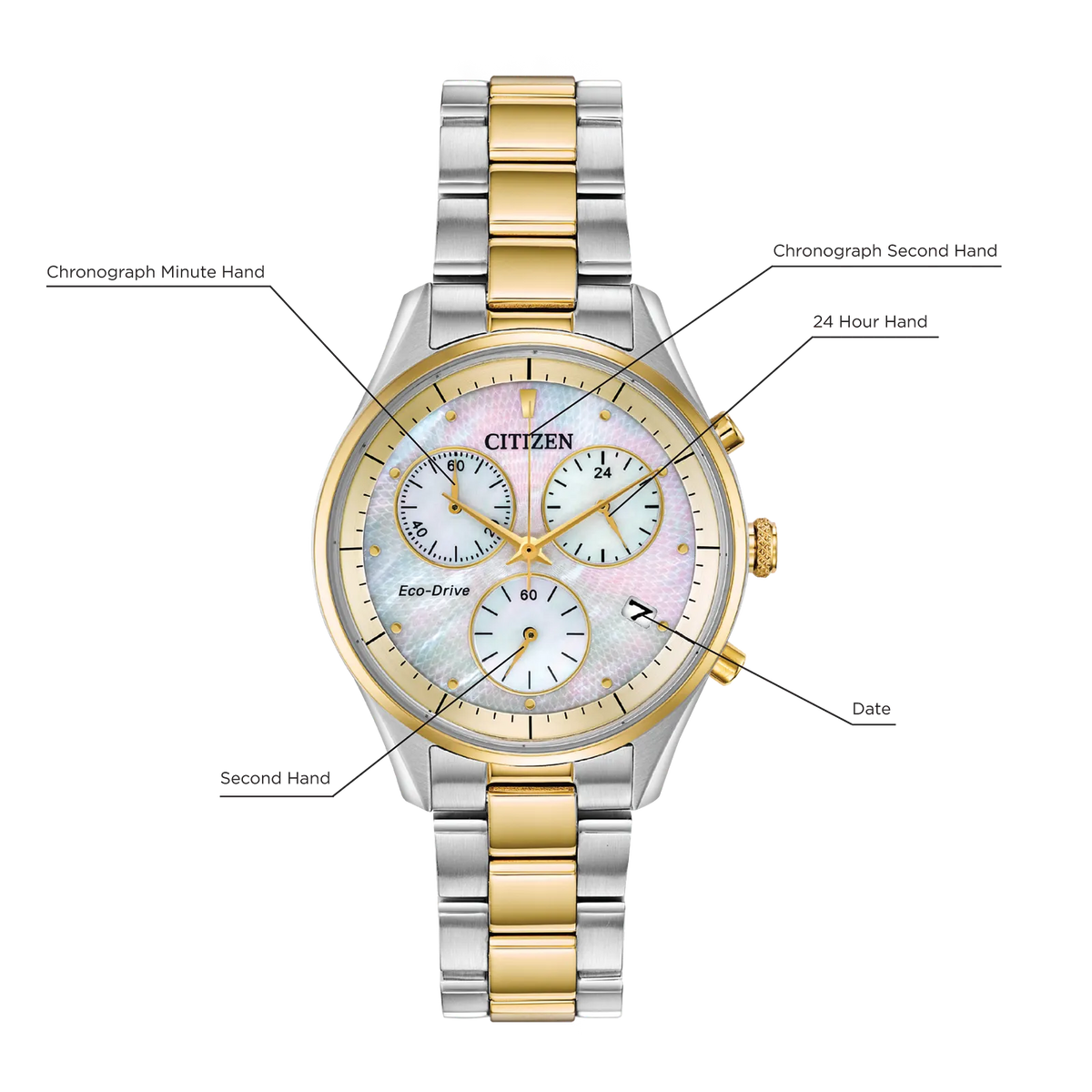 FB1444-56D Reloj Citizen Chandler Chrono de dama pulsera de metal