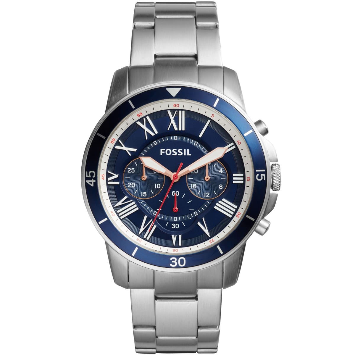 Reloj Fossil Grant de hombre banda de metal 43 mm