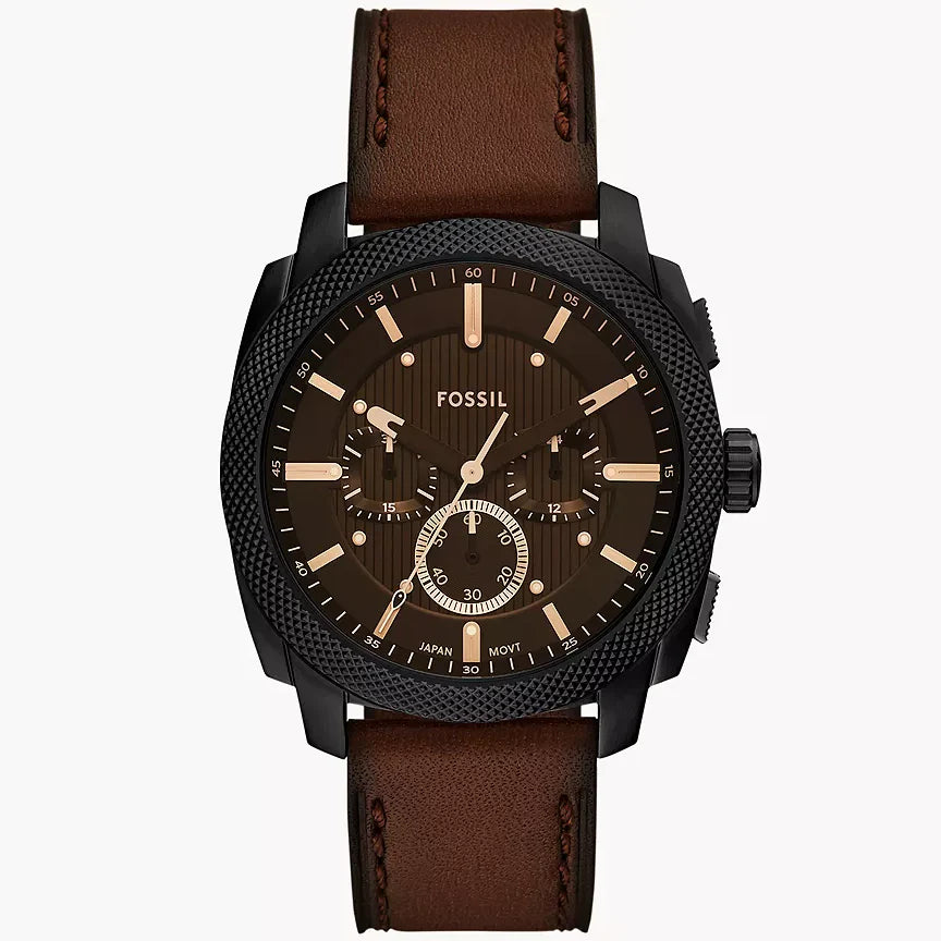 Reloj Fossil Machine de hombre pulsera de piel 46 mm
