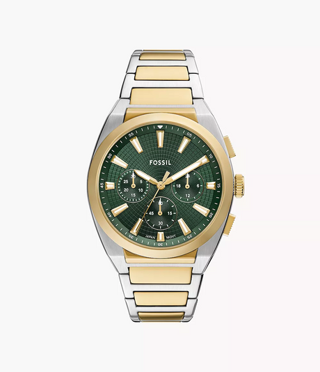 Reloj Fossil Everett Smoke de hombre banda de metal 44 mm
