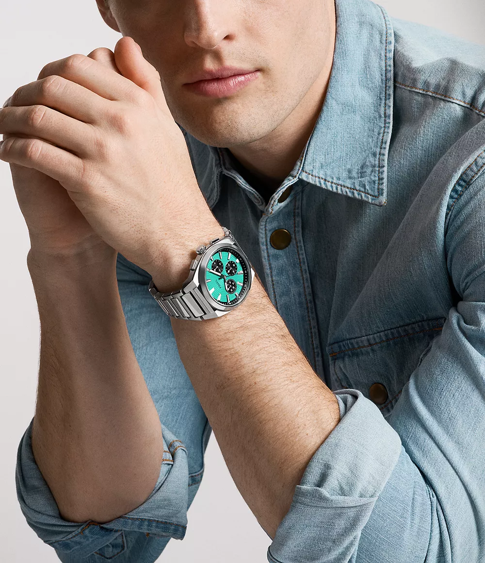 Reloj Fossil Everett Smoke de hombre banda de metal 44 mm
