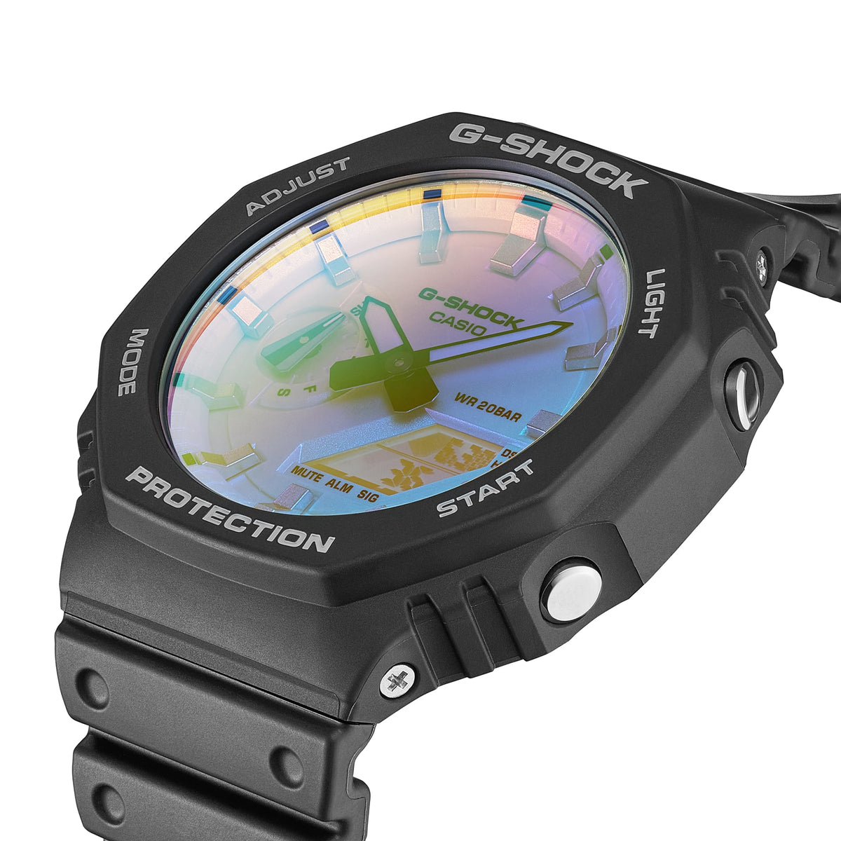 GA-2100 Reloj G-Shock Pulsera de Caucho para Hombre Doble hora