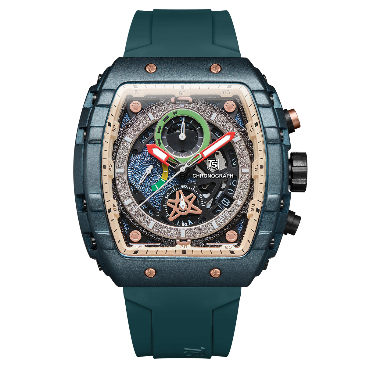 H3905G Reloj T5 para hombre pulsera de caucho