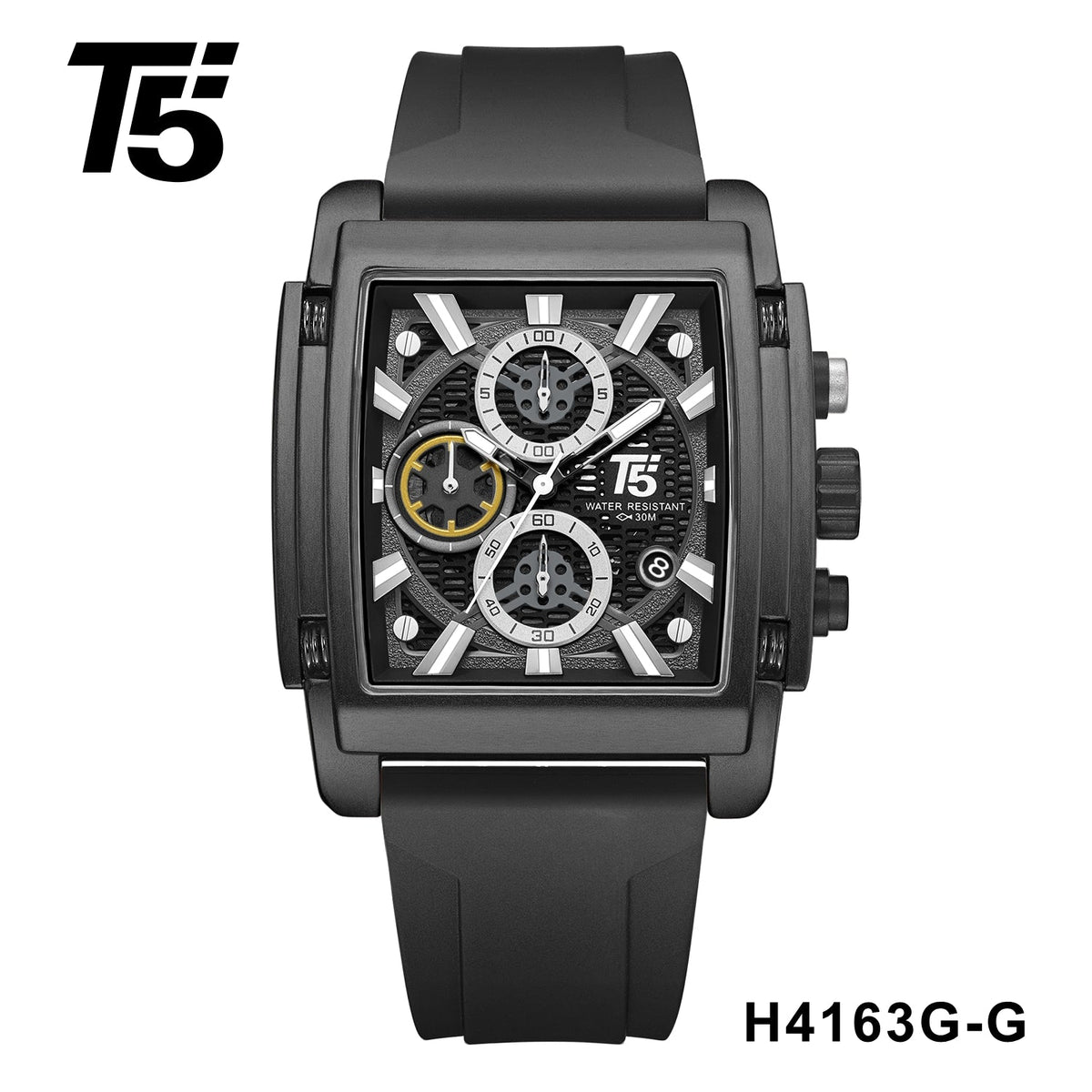 H4163G Reloj T5 para hombre pulsera de caucho