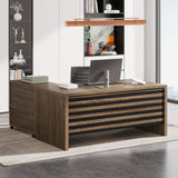HOGA-NY177 Escritorio ejecutivo en forma de L de 168 cm: Escritorio para computadora con gabinete de archivos móvil. Tribesigns