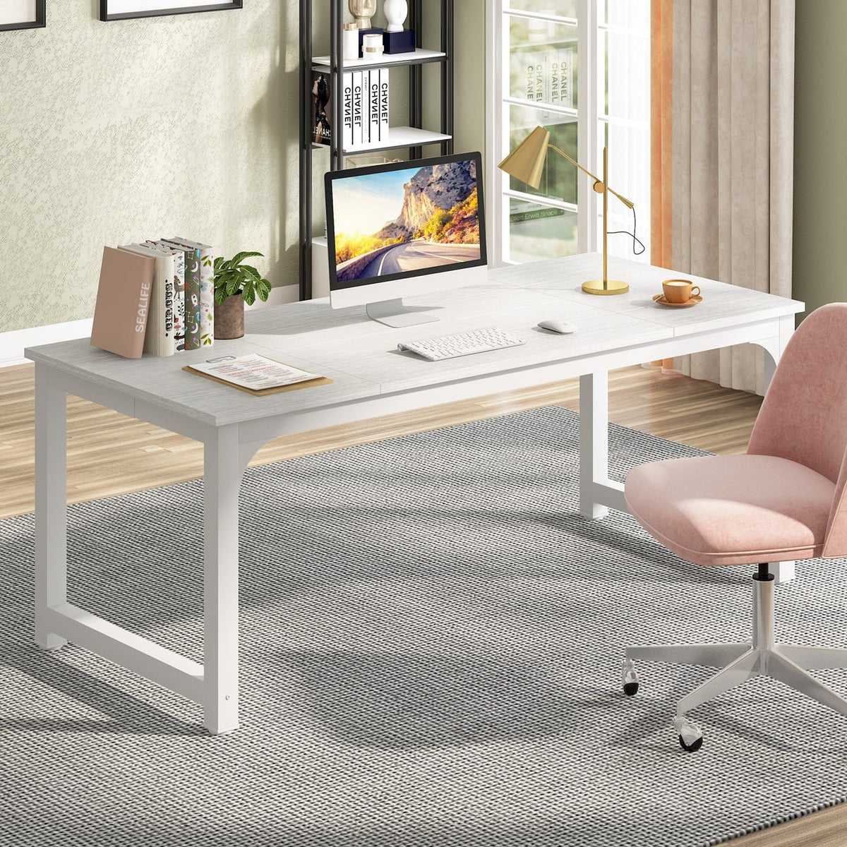 Escritorio mueble marca Tribesigns para oficina y homeoffice 70.8 pulgadas de trabajo HOGA-U0