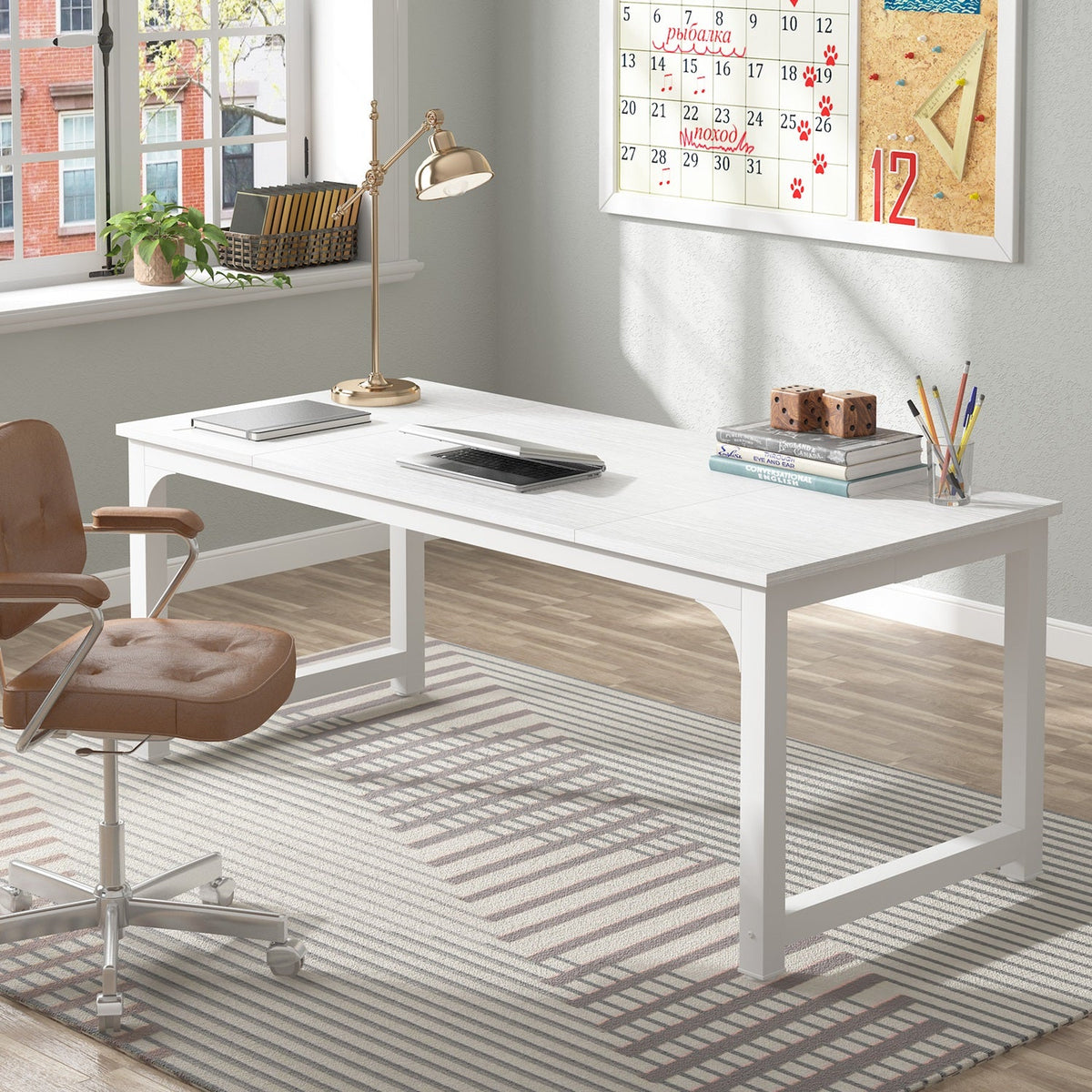 Escritorio mueble marca Tribesigns para oficina y homeoffice 70.8 pulgadas de trabajo HOGA-U0