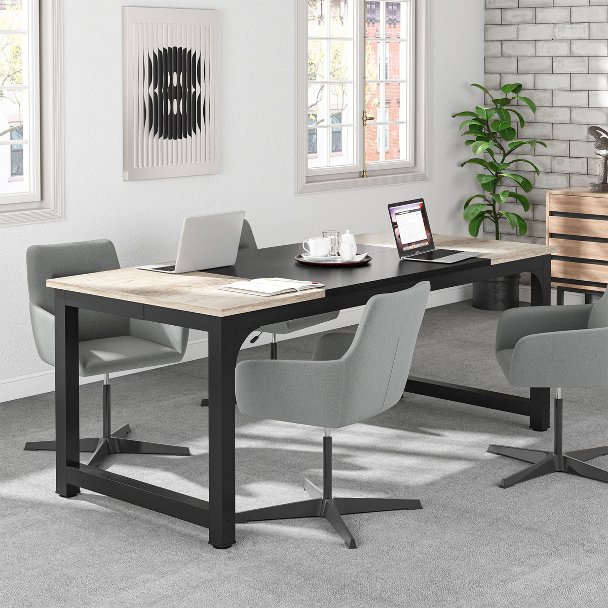 Escritorio mueble marca Tribesigns para oficina y homeoffice 70.8 pulgadas de trabajo HOGA-U0