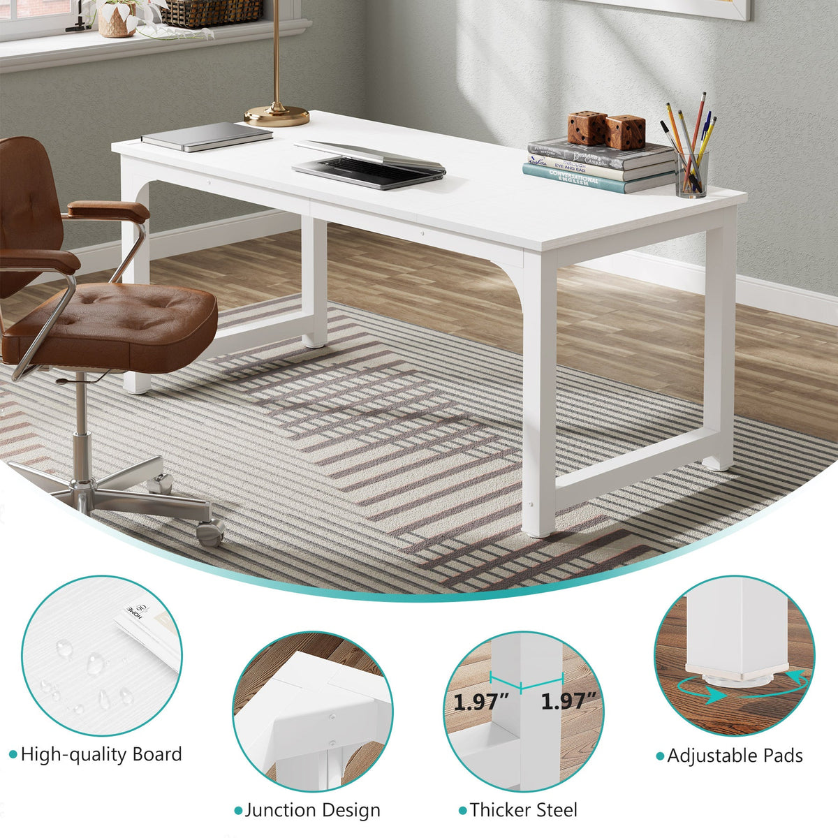 Escritorio mueble marca Tribesigns para oficina y homeoffice 63 pulgadas de área de trabajo HOGA-U01
