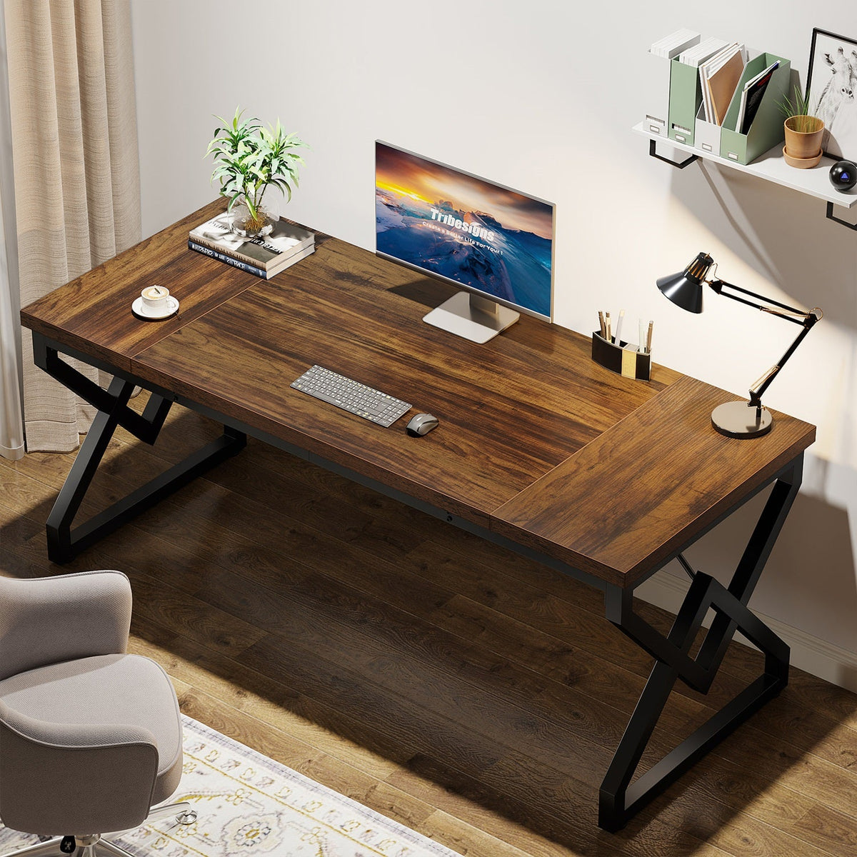 Escritorio mueble marca Tribesigns para oficina y homeoffice HOGA-XK00