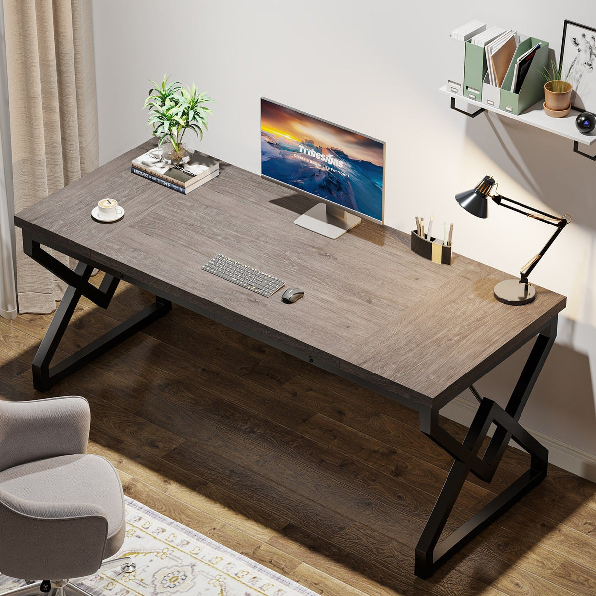 Escritorio mueble marca Tribesigns para oficina y homeoffice HOGA-XK00