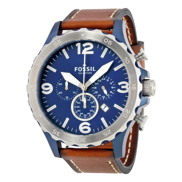 Reloj Fossil Nate de hombre correa de cuero 50 mm