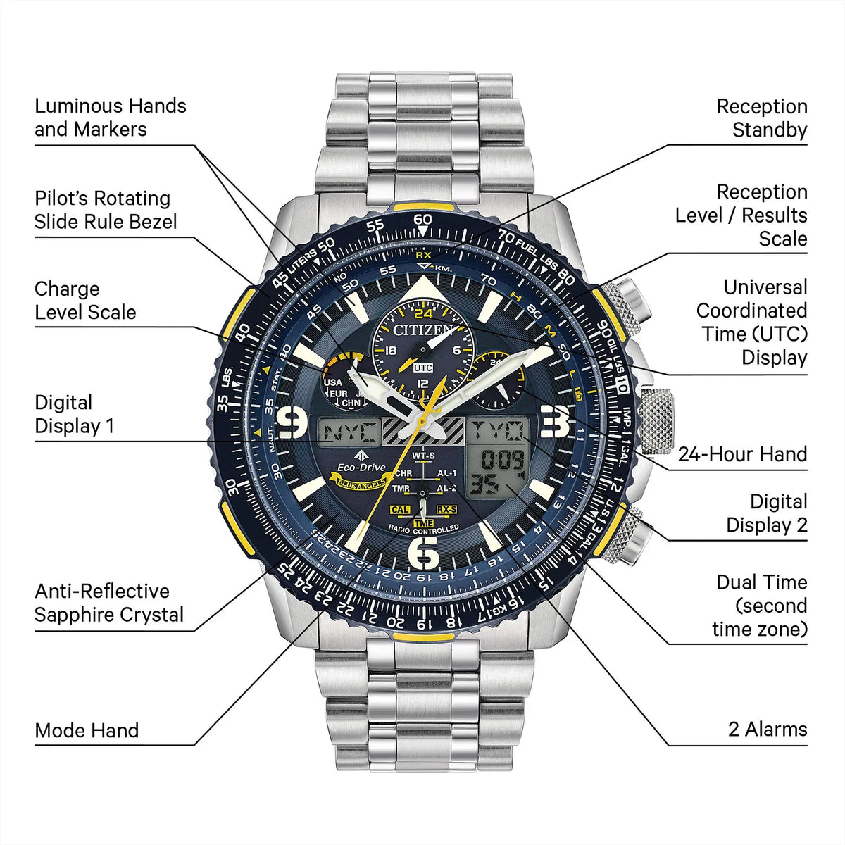 JY8078-52L Reloj Citizen Promaster Skyhawk de caballero banda de metal