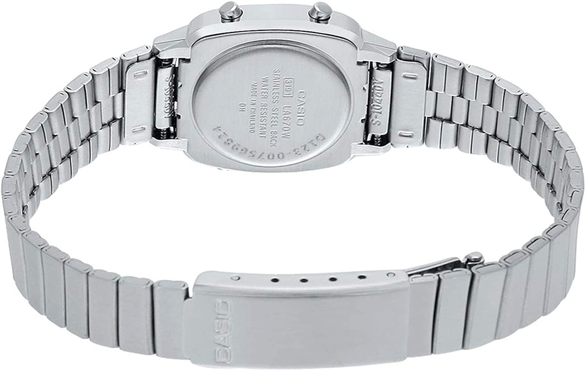 LA-670 Reloj Casio para Mujer Pulsera de Metal Digital Vintage Clásico