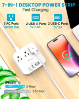 Regleta Mifaso MFS35A - 3 Conexiones, 2 USB A, 2 USB C