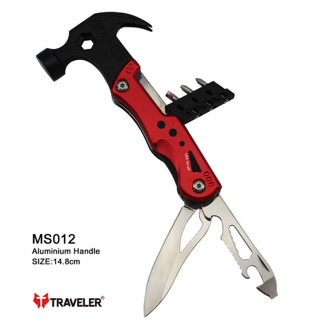 Navaja Multiuso con Martillo Marca Traveller Agarrador de Aluminio de Alta Calidad Modelo MS012