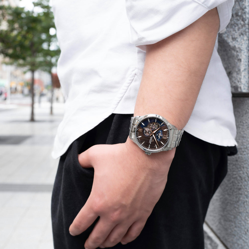 RE-AV0B02Y Reloj Orient Star Layered Skeleton de hombre correa de metal
