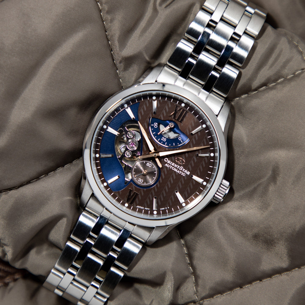 RE-AV0B02Y Reloj Orient Star Layered Skeleton de hombre correa de metal