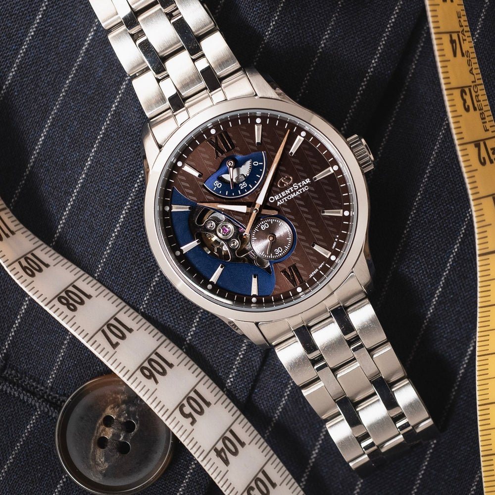 RE-AV0B02Y Reloj Orient Star Layered Skeleton de hombre correa de metal