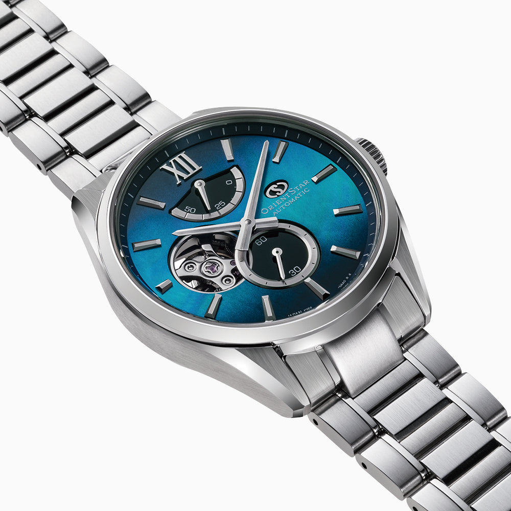 RE-BY0004A Reloj Orient Star Contemporary Open Heart De hombre correa de metal