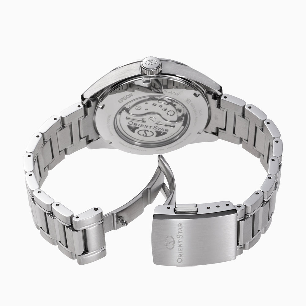 RE-BY0004A Reloj Orient Star Contemporary Open Heart De hombre correa de metal