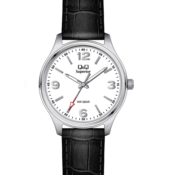 S00A-00 Reloj QQ Análogo para Hombre Pulsera de Piel