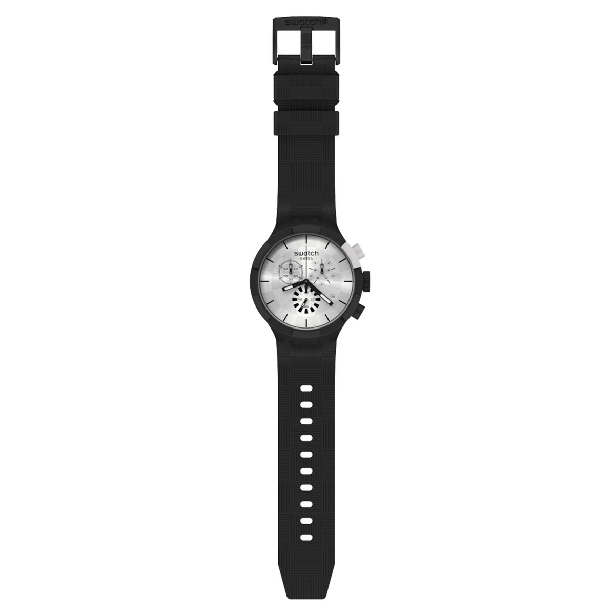 SB02B404 Reloj Swatch Chequered Silver de hombre correa de silicona 47 mm