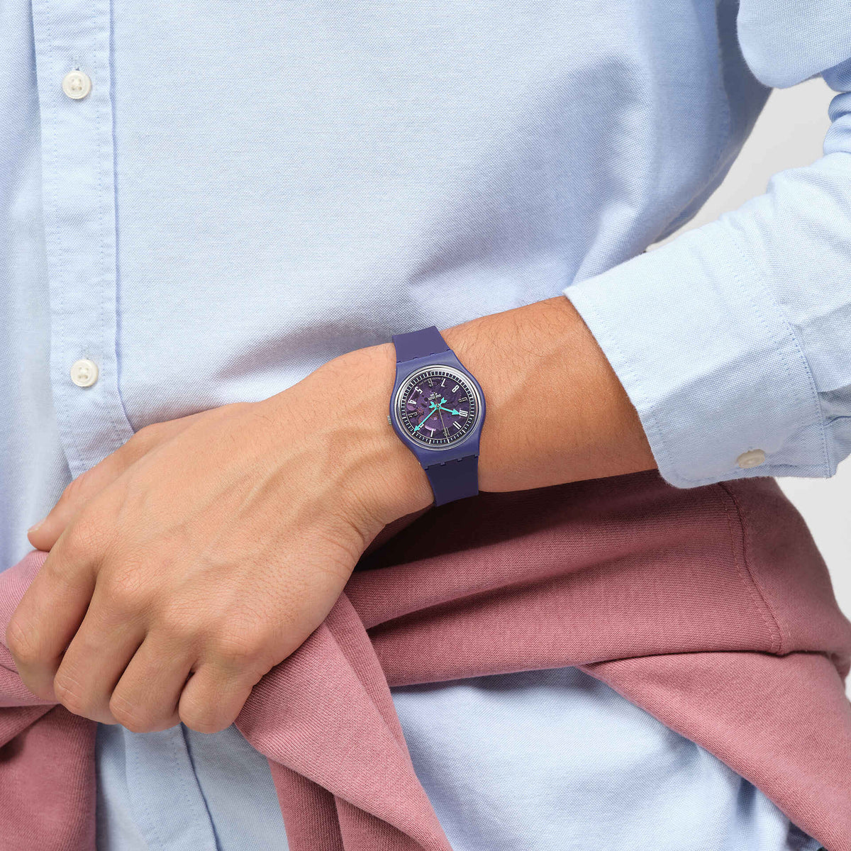 SO28V102 Reloj Swatch Photonic Purple unisex correa de silicona