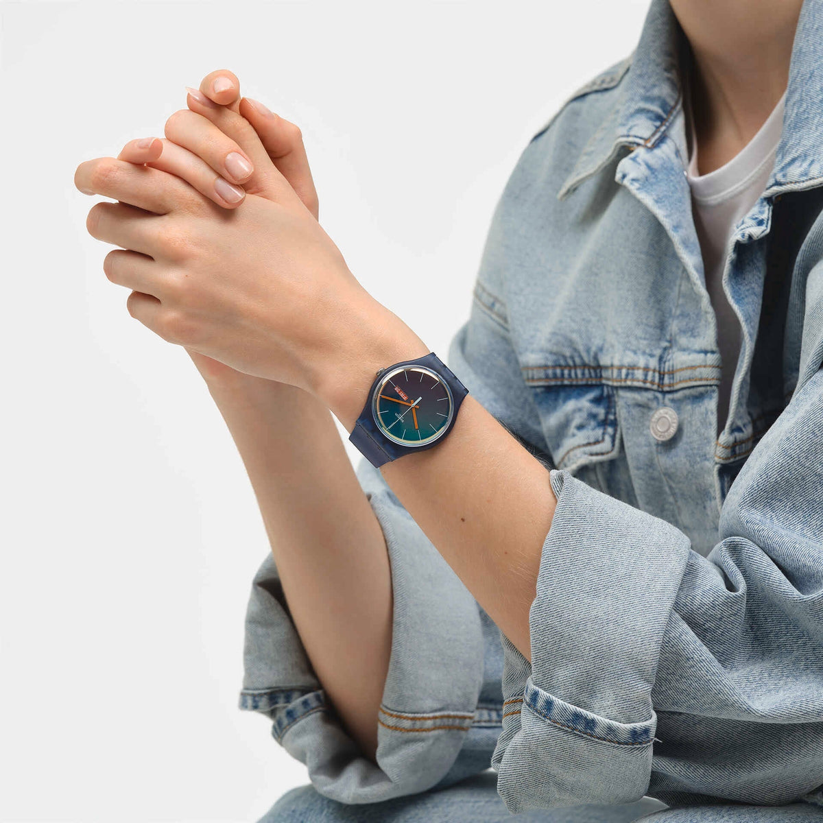 SO29N708 Reloj Swatch Fade To Teal unisex correa de caucho