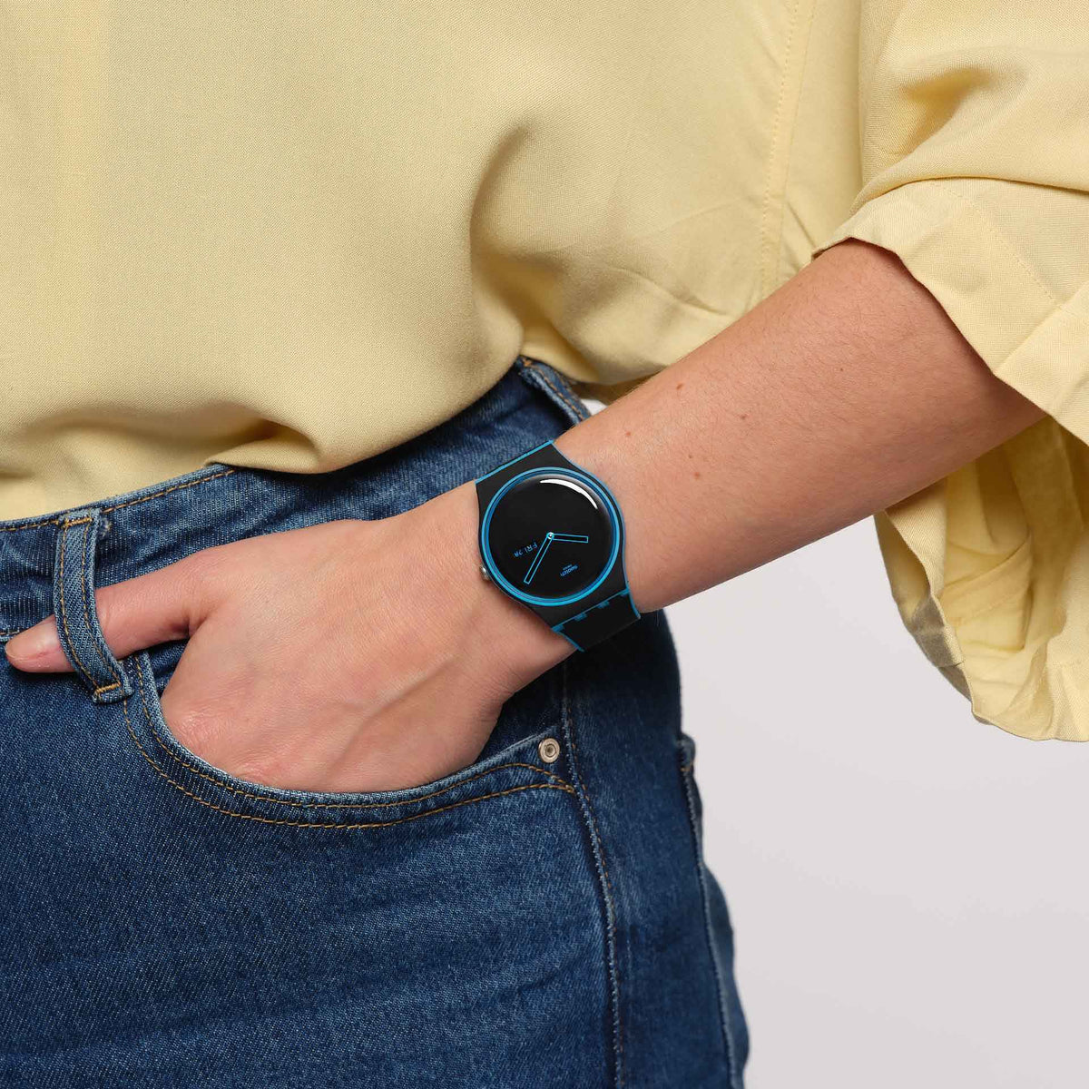 SO29S701 Reloj Swatch Minimal Line Blue Unisex banda de caucho