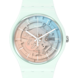 SO32S101 Reloj Swatch Fleetingly Iceblue Unisex de correa de caucho