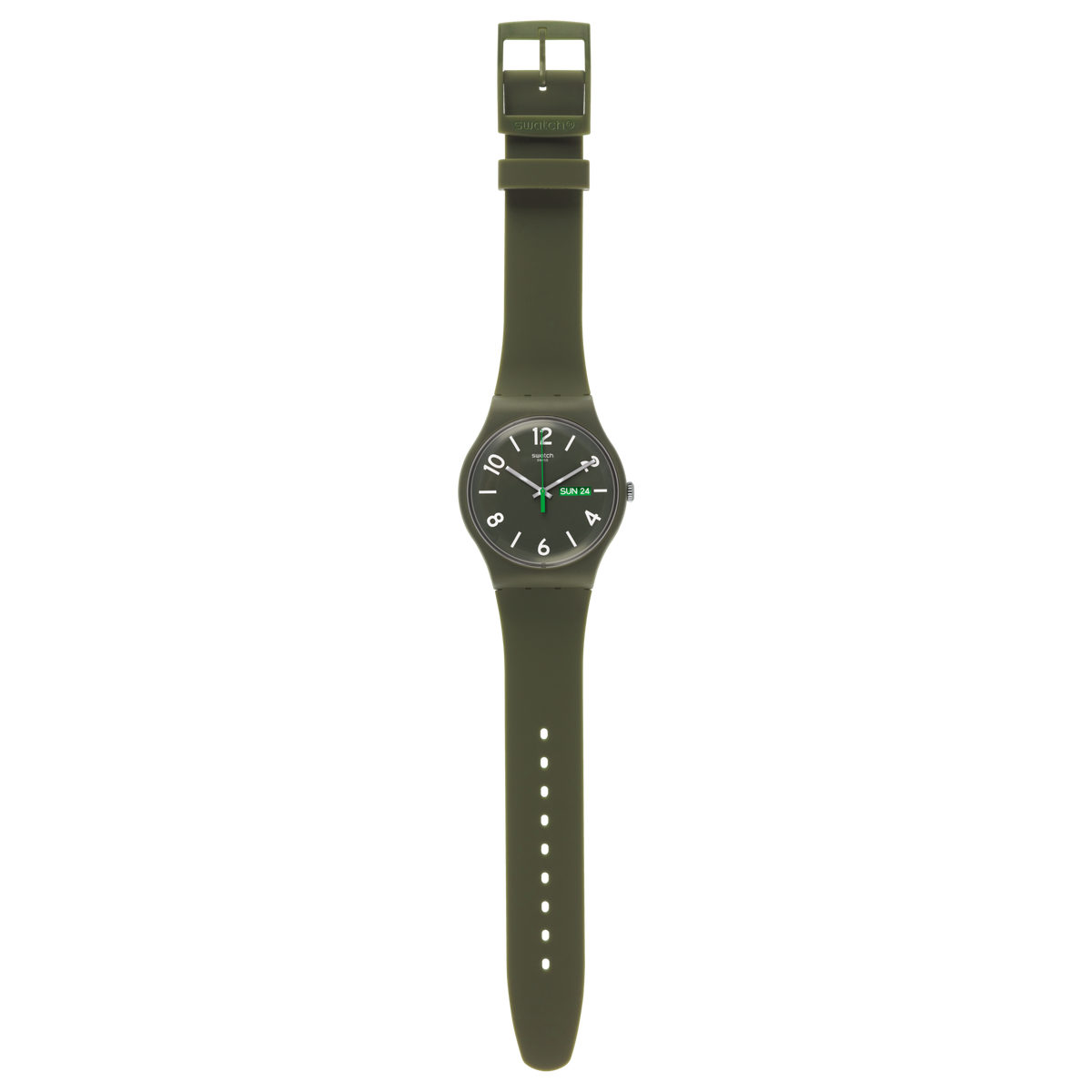 SUOG706 Reloj Swatch Backup Green unisex pulsera de caucho