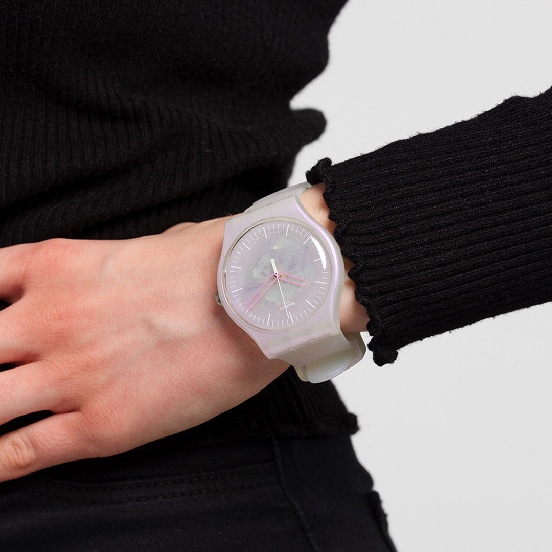 SUOK155 Reloj Swatch Pink Mist de dama correa de silicona