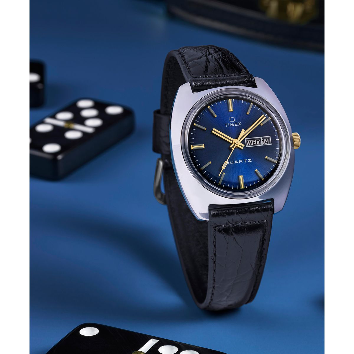 TW2W44800 Reloj Timex Q Day/Date de hombre correa de cuero