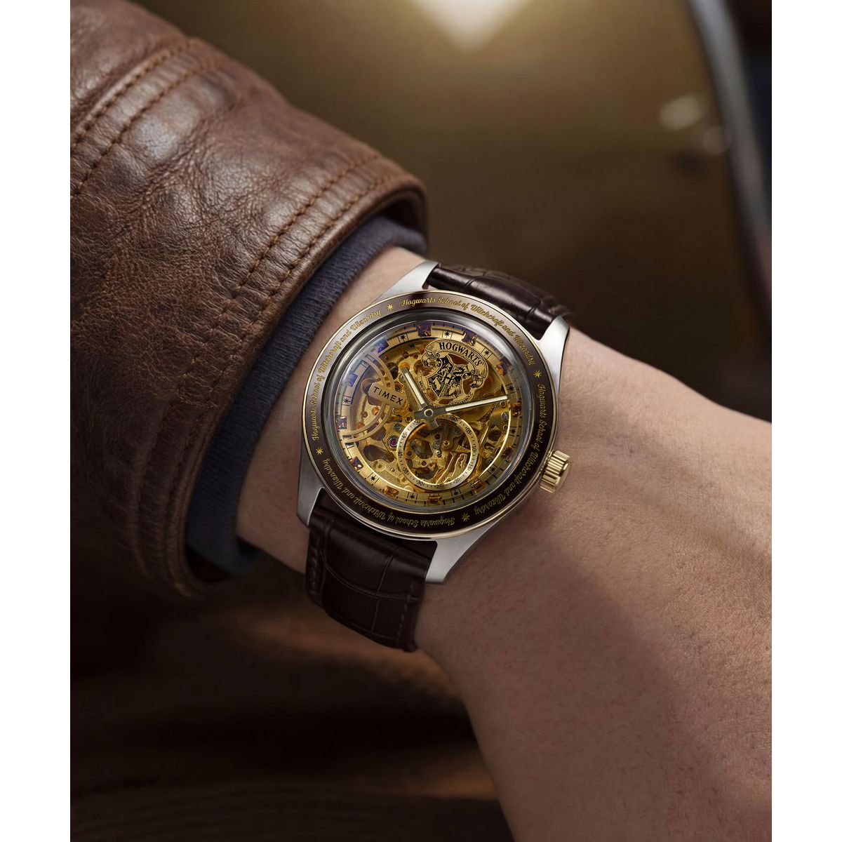 TW2Y75500 Reloj Timex Harry Potter Waterbury Skeleton Automático de hombre correa de cuero