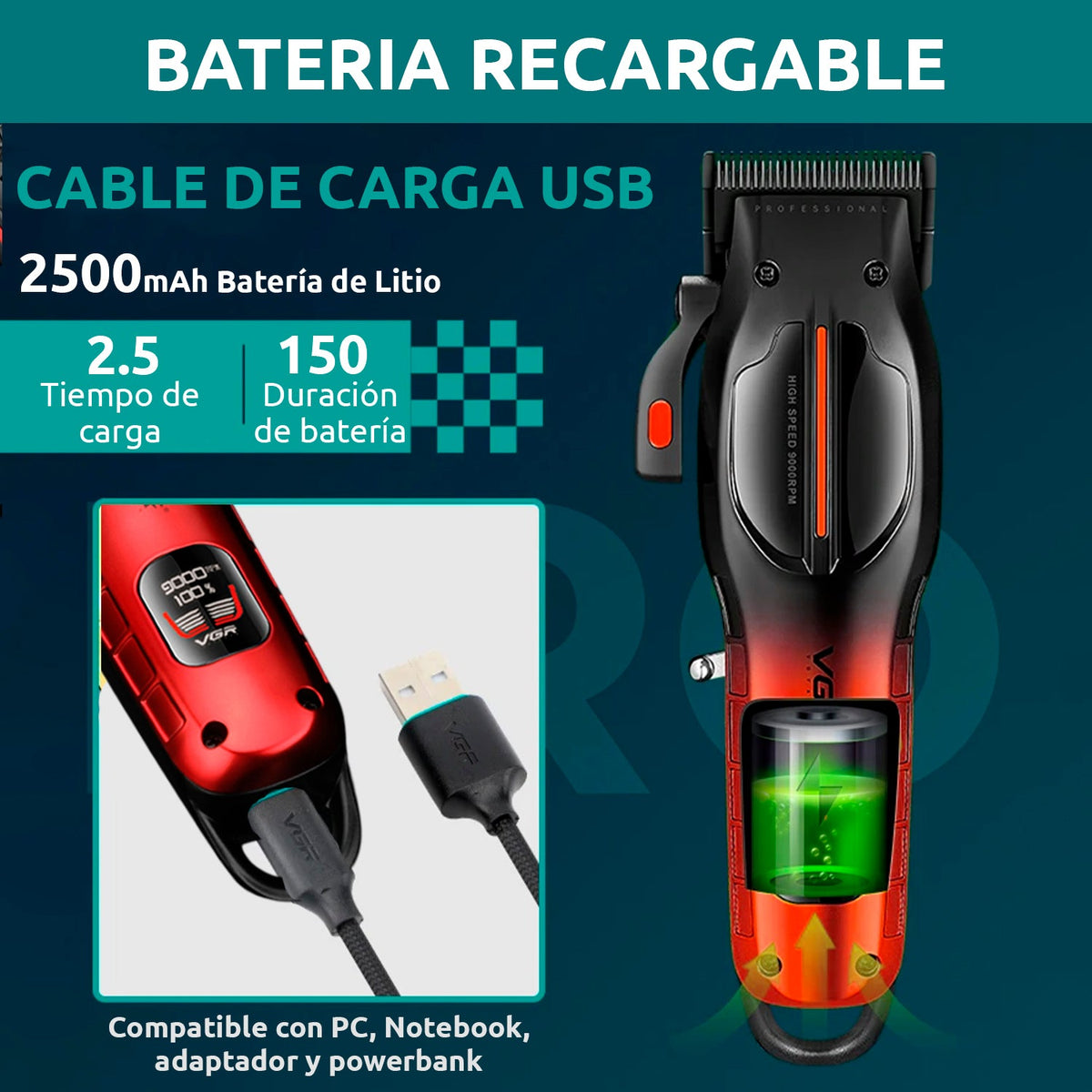 V-026 Máquina Profesional para Corte de Cabello VGR