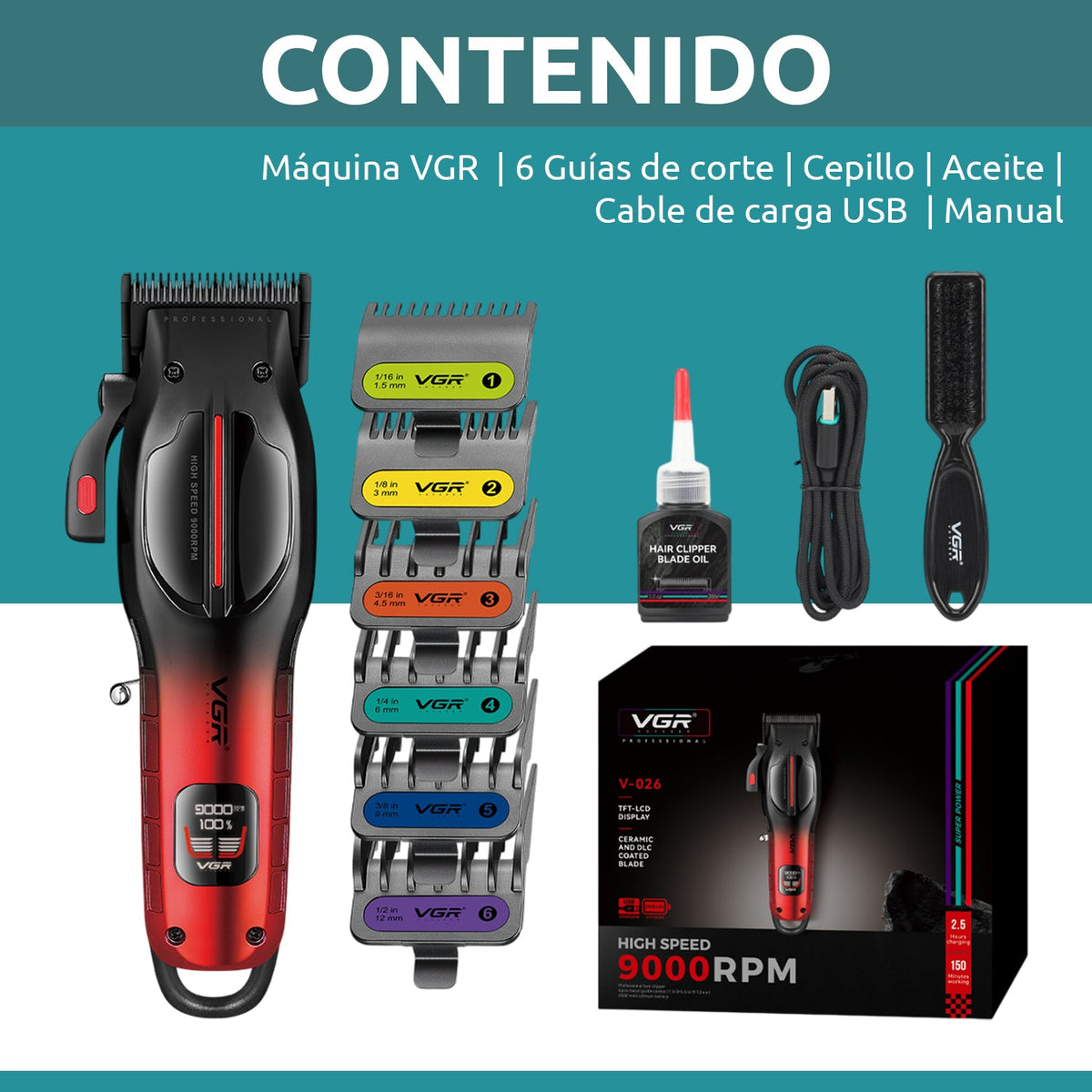 V-026 Máquina Profesional para Corte de Cabello VGR