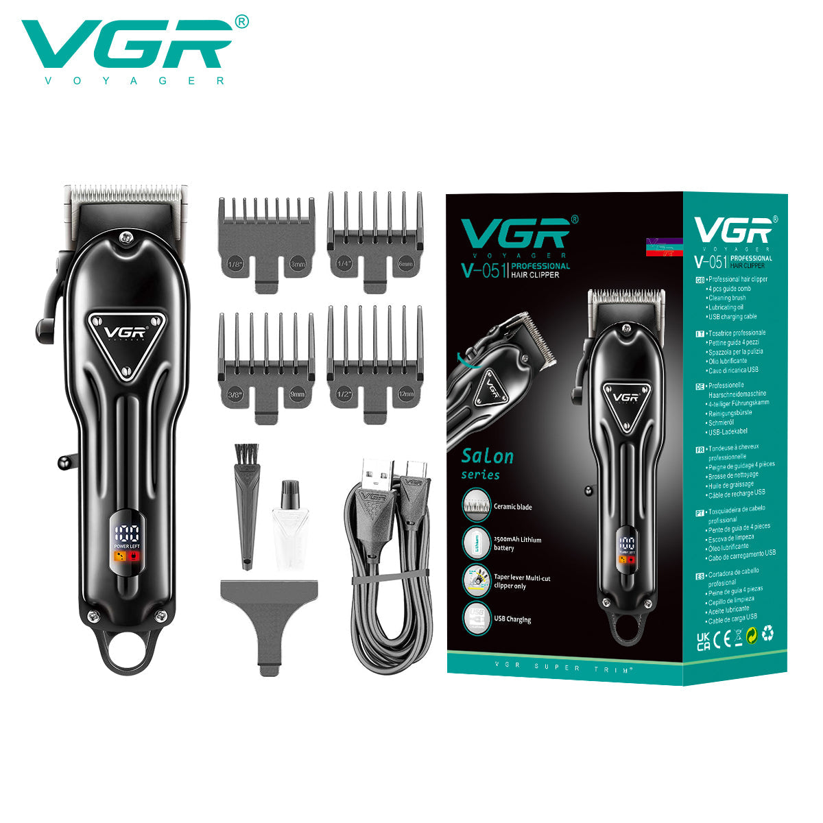 V-051 Rasuradora inalámbrica recargable por USB pantalla LED