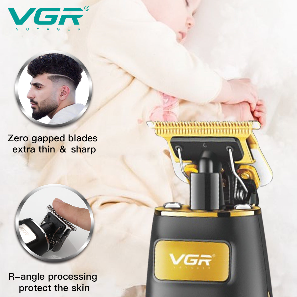 V-192 Rasuradora inalámbrica para cabello recargable por USB pantalla LED