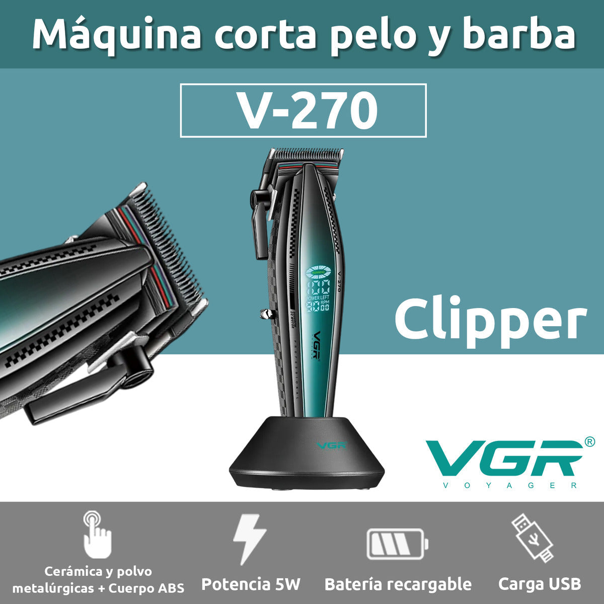 VGR V-270 Máquina Profesional para Corte de Cabello