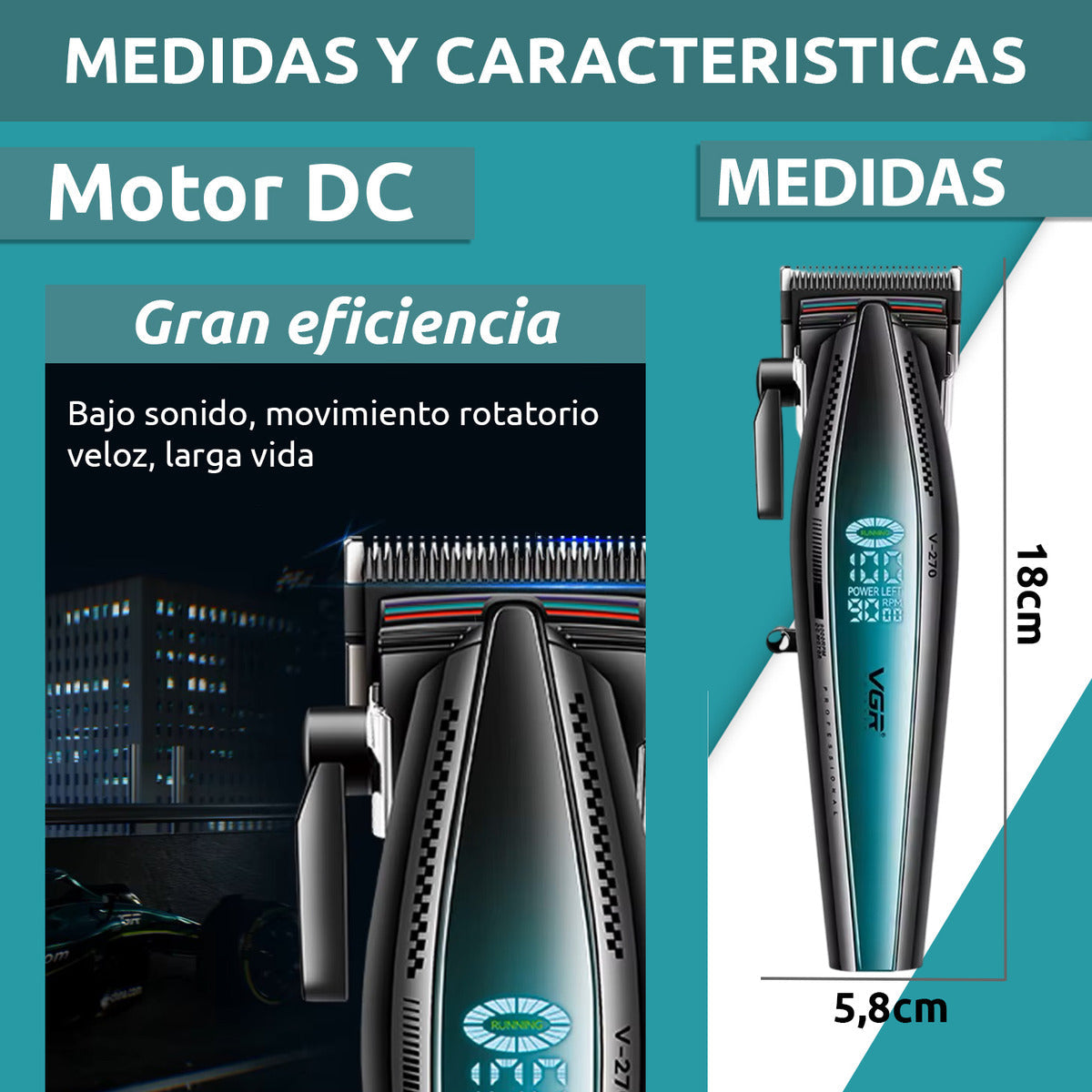 VGR V-270 Máquina Profesional para Corte de Cabello