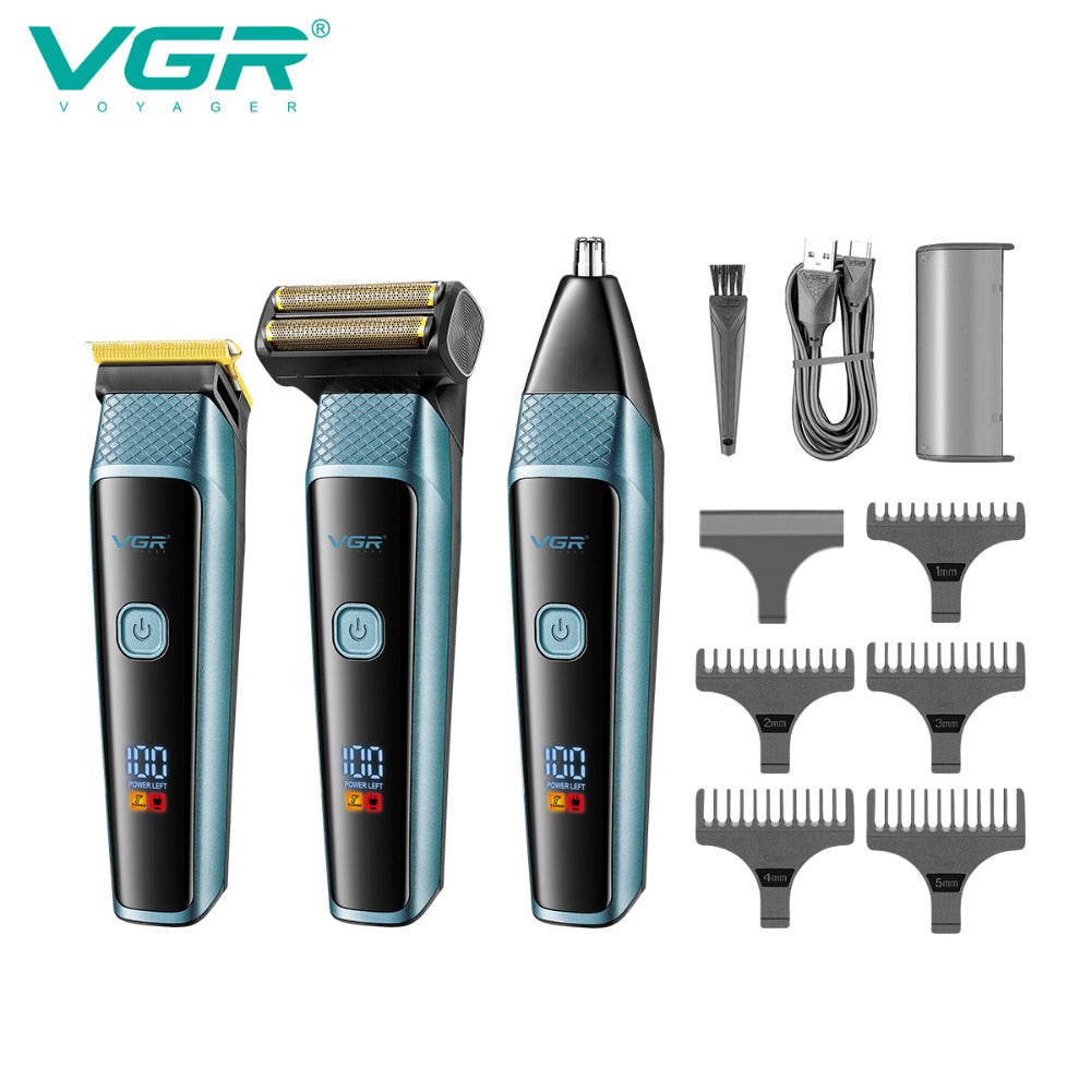 V-366 Rasuradora inalámbrica recargable por USB pantalla LED 3 en 1