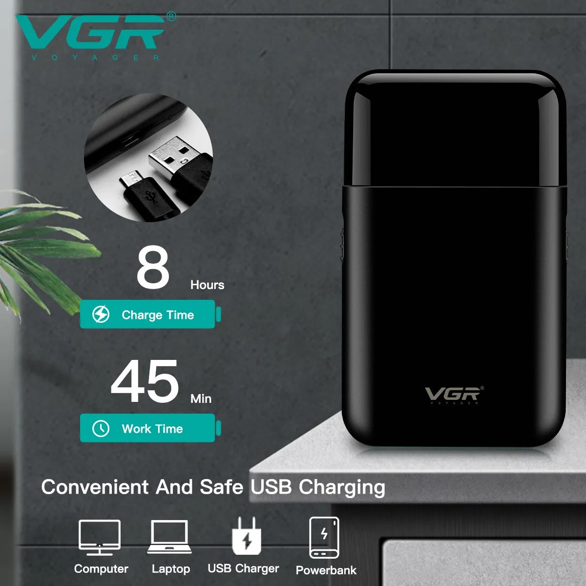 V-390 Profesional Afeitadora Eléctrica Ultra Delgada Recargable