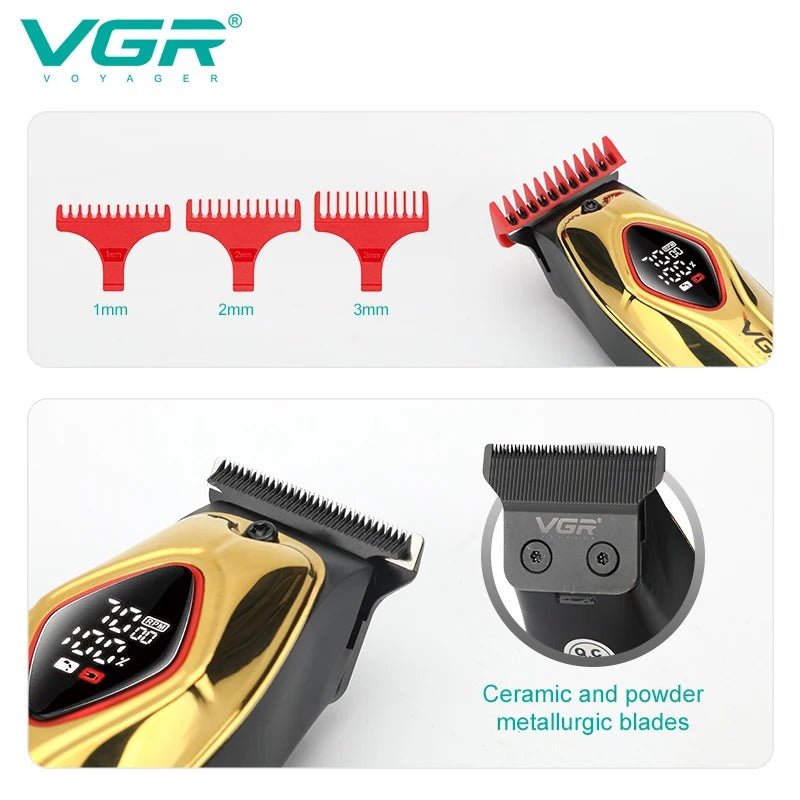 V-945 Rasuradora para cabello inalámbrica recargable por USB pantalla LED