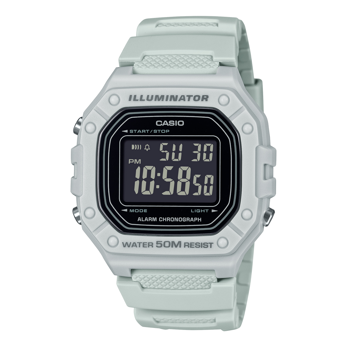 W-218 Casio Reloj Digital Pulsera de Caucho para Hombre y Mujer Illuminator con Cronógrafo